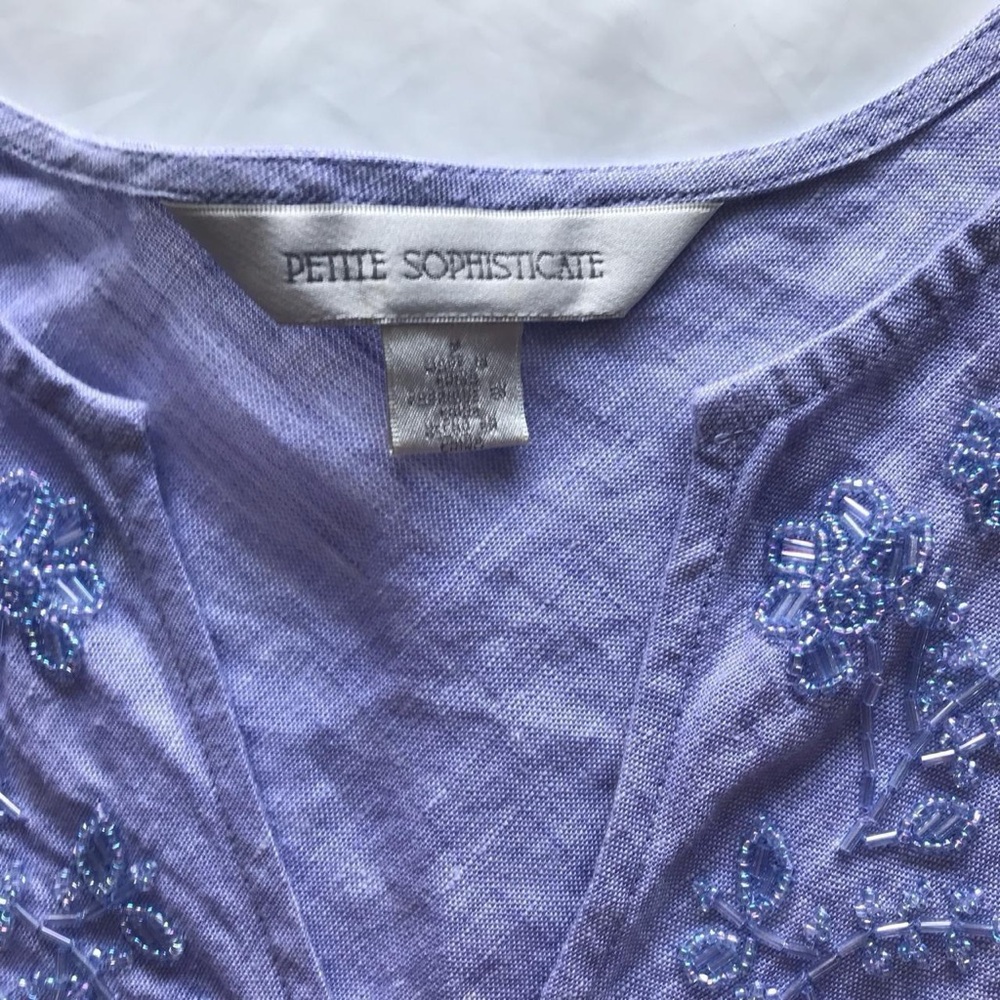 Purple Linen Embroidered Women's Top - Picture 4 of 4